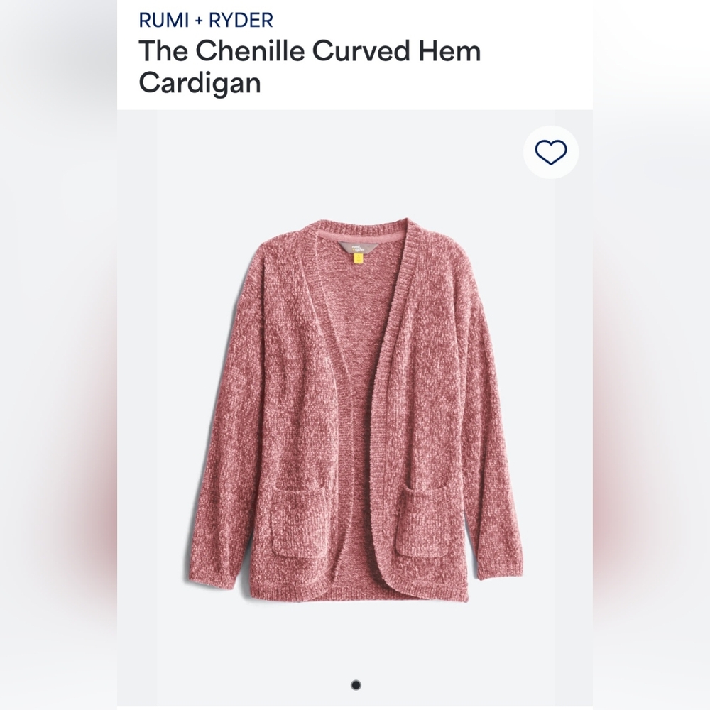 Pink Chenille Curved Hem Cardigan